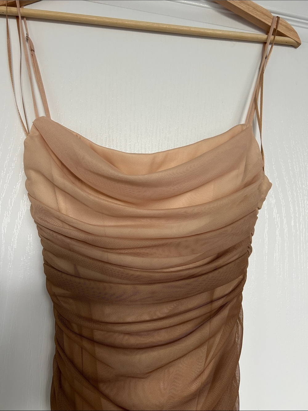 Zara Nude to Brown Ombre Ruched Maxi Dress - Picture 3 of 9